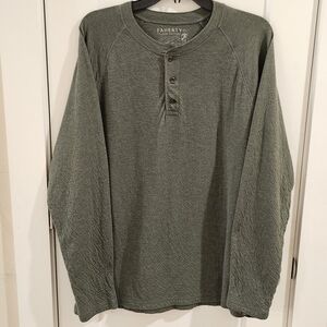 Faherty Cloud Cotton Long-Sleeve Henley Shirt - OD Olive Green - Size XXL